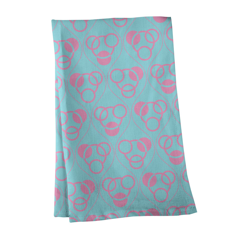 Torchon Circles and Waves, Aigue-marine / rose, Croisé en coton