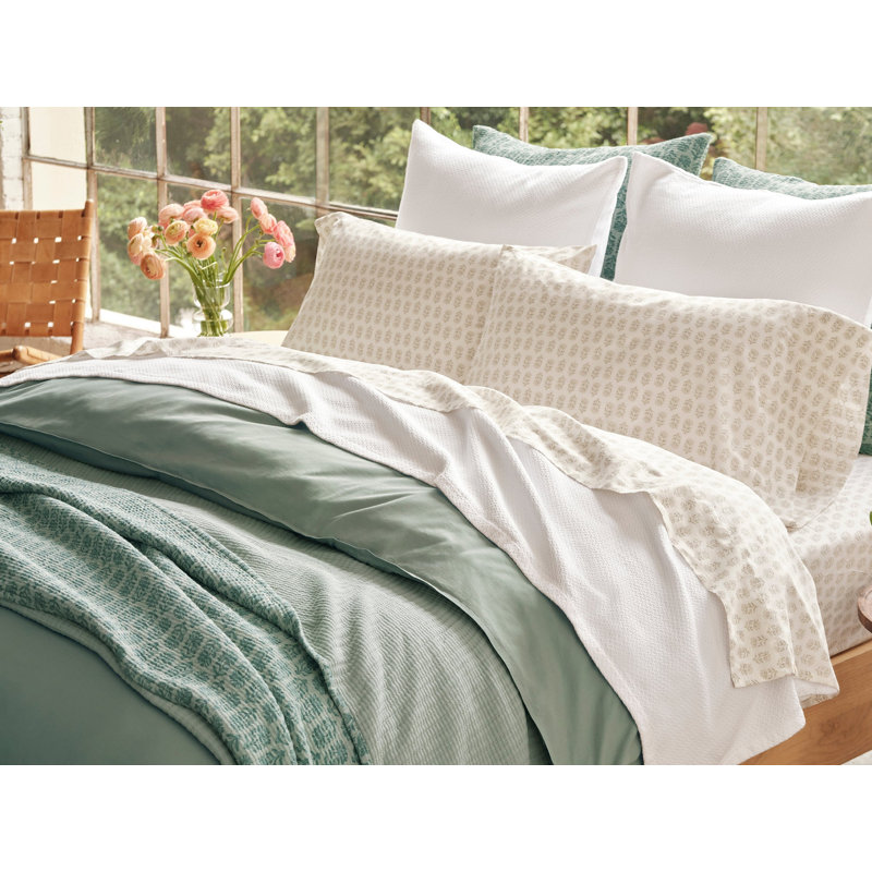 Couverture en coton biologique Classic, L 92 po x l 90 po, Blanc alpin