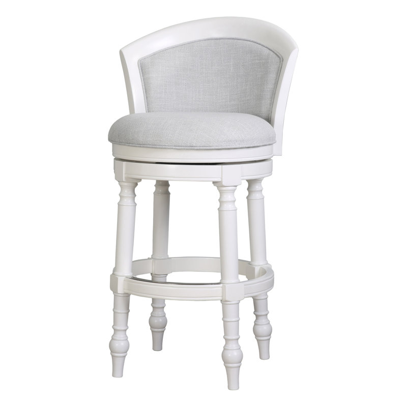 Tabouret pivotant en bois Tino, Blanc campagnard, Tabouret de bar (siège d'une hauteur de 31 po)