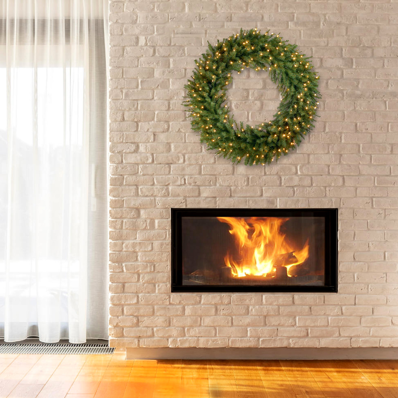 Fir Pre-Lit Wreath, 48" H x 48" W x 5.5" D