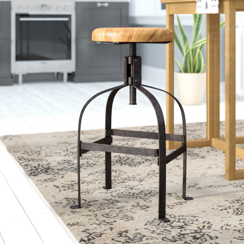 Swivel Adjustable Height Counter Stool with Metal Frame