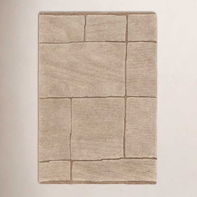 Tapis d'intérieur en laine touffeté à la main Enrica Rio, Neutre, 2 pi x 3 pi