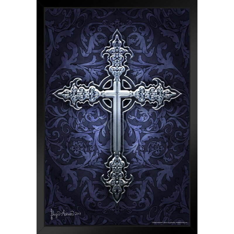 Gothic Cross Framed On Paper by Brigid Ashwood Print