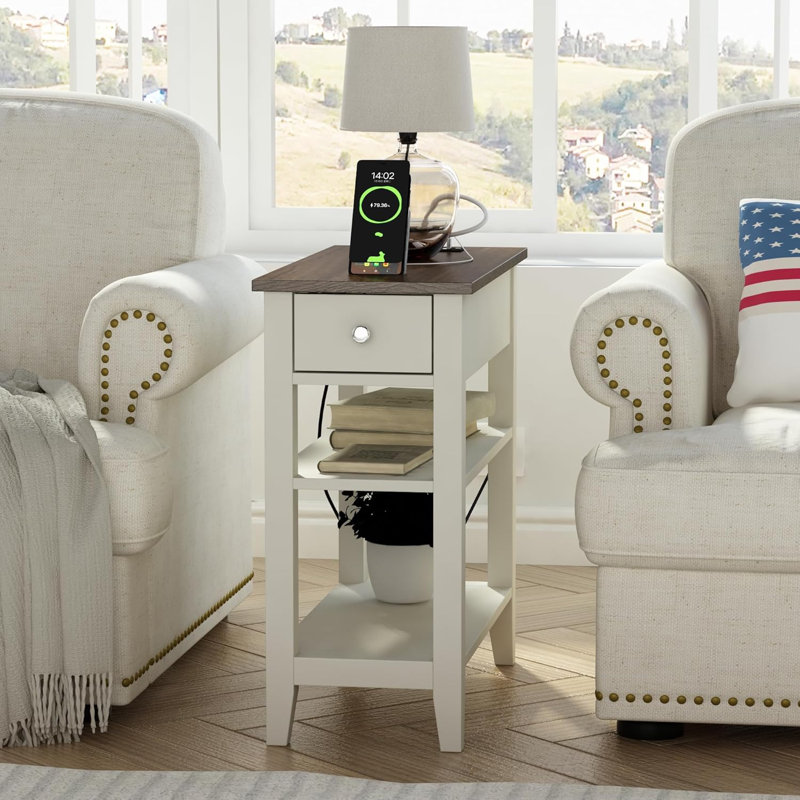 Yalimar End Table, Brown Top/White Base