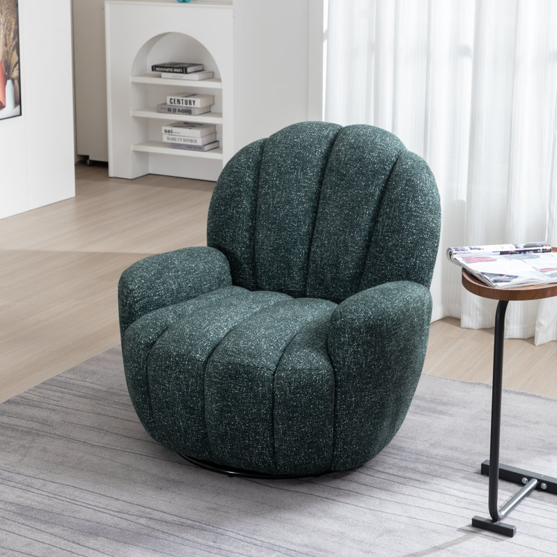 Broderic Petal Tufted Swivel Armchair, Green