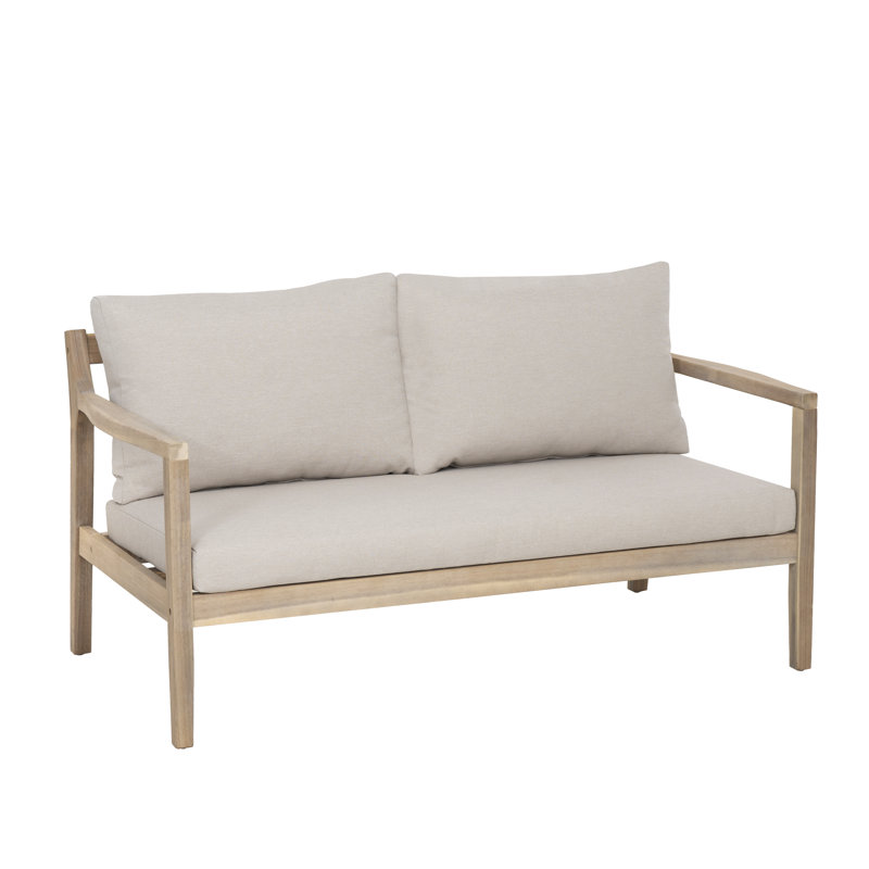 Causeuse d'extérieur avec coussins 58 po Amina, Oléfine beige performance