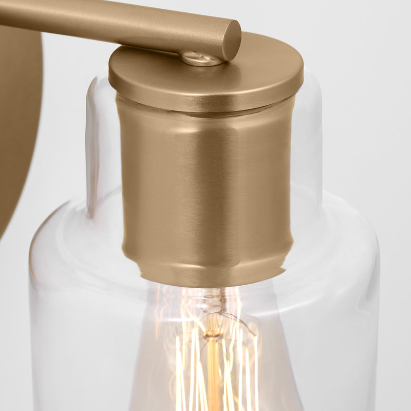 Satin Brass and Clear Glass Single Light Vanity Sconce
