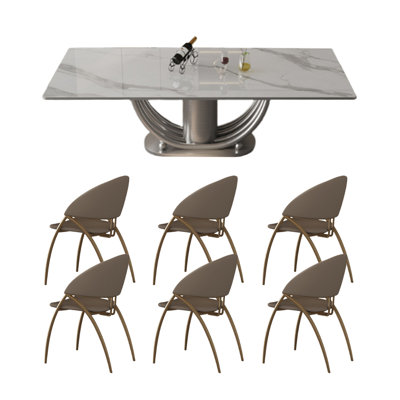 Ensemble de table de salle à manger moderne en pierre frittée