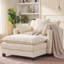 Ensemble de fauteuil club surdimensionné élégant et repose-pieds, chaise longue en tissu texturé crème-1499227294
