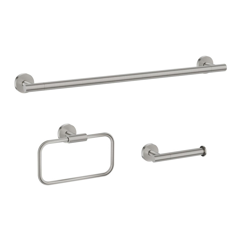 Lume Brushed Nickel 3 pieces Decorative Bathroom Hardware sets, Brushed Nickel