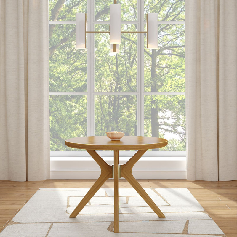 Muhsina Cross Leg Round Dining Table (38in x 38in / 966mm x 966mm), Pecan