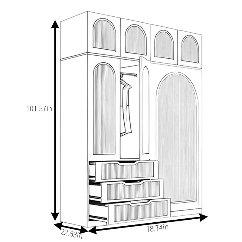 Modern Simple And Luxurious Wardrobe, 101.57" H x 78.74" W x 22.83" D