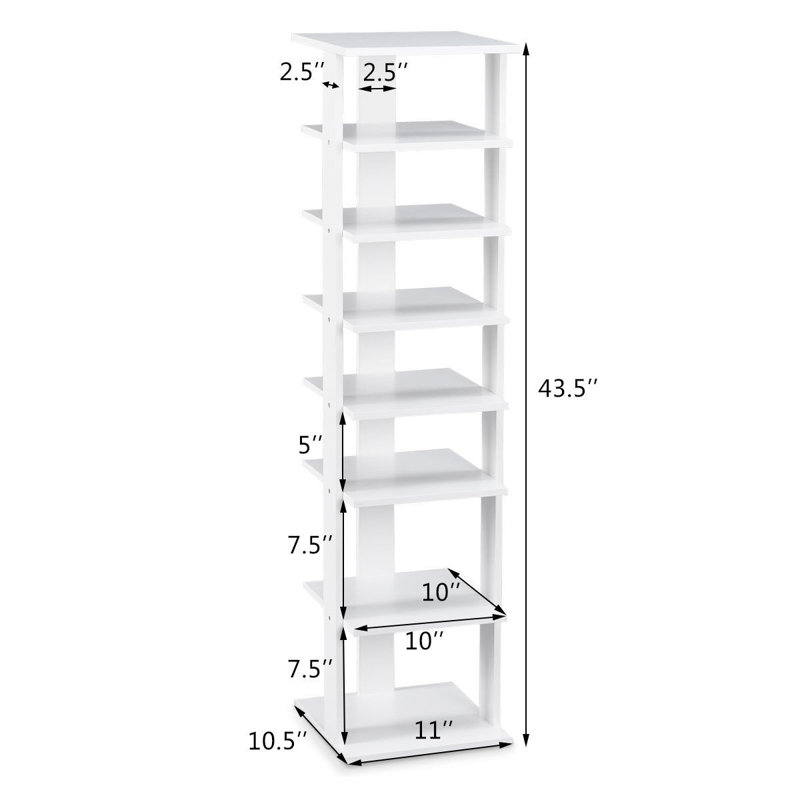 7 Pair Stackable Shoe Rack, White