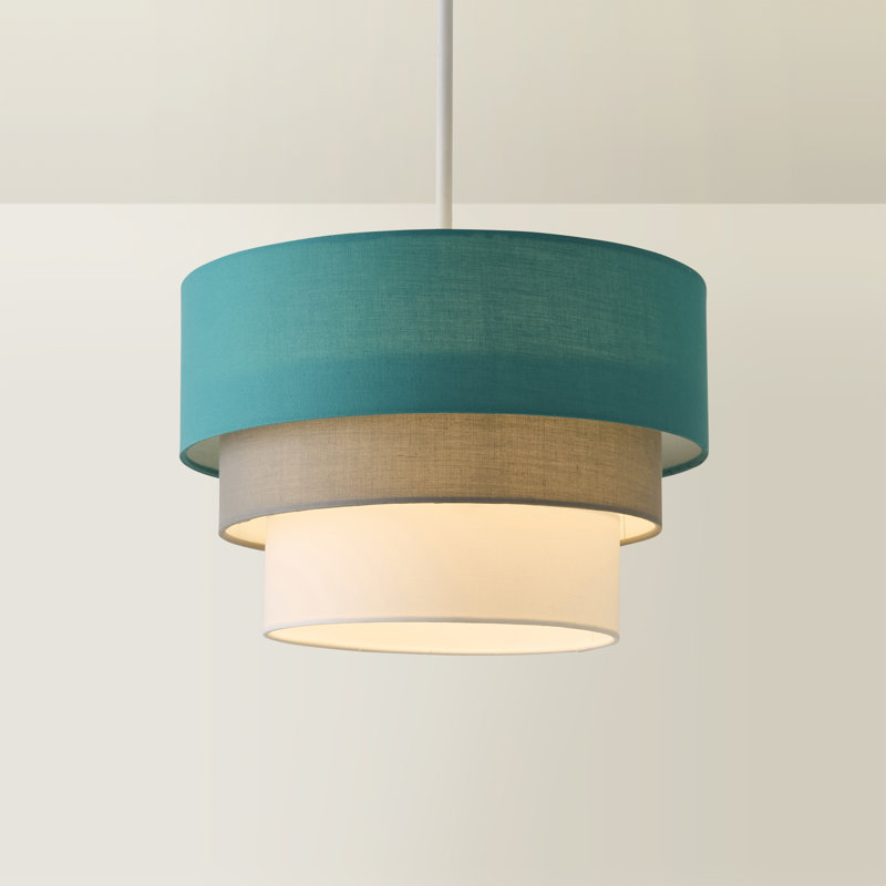 Aztec Drum Pendant Shade, Teal, 20" H x 30" W x 30" D