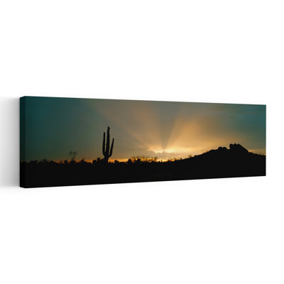 Desert Sun Beams, Near Phoenix, Arizona, Usa Abstract Contemporary Cactus Landscape Sunrise Wall Art