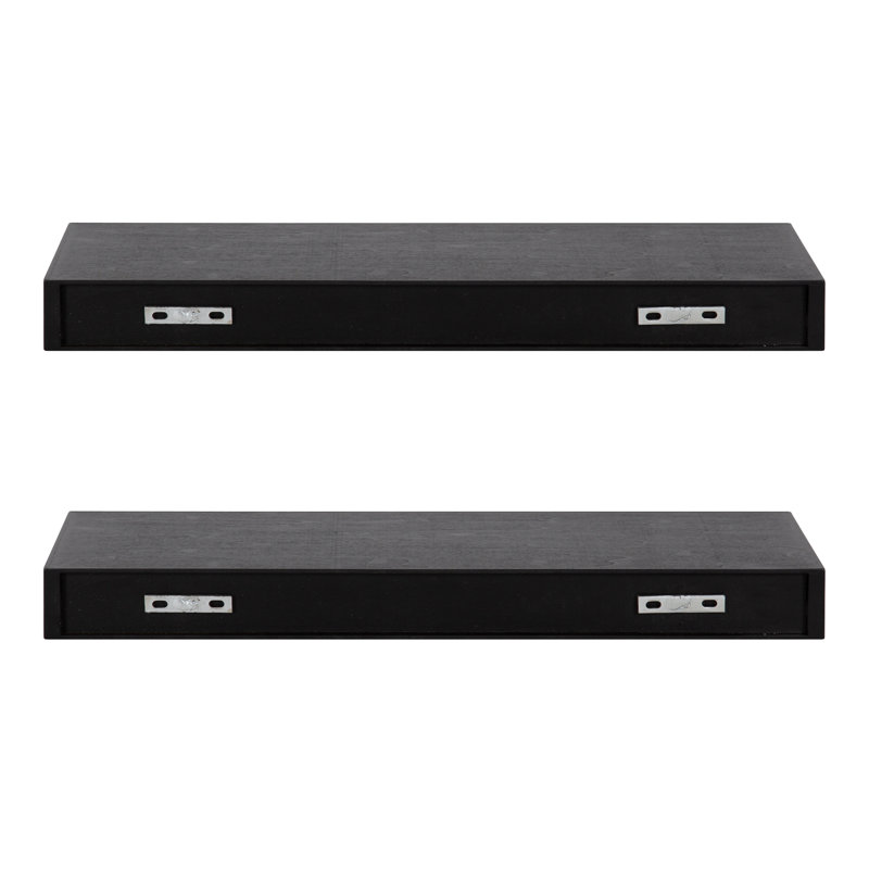 Jeremiah Wood Picture Ledge Floating Shelf, Black, 2.3" H x 24" W x 8" D