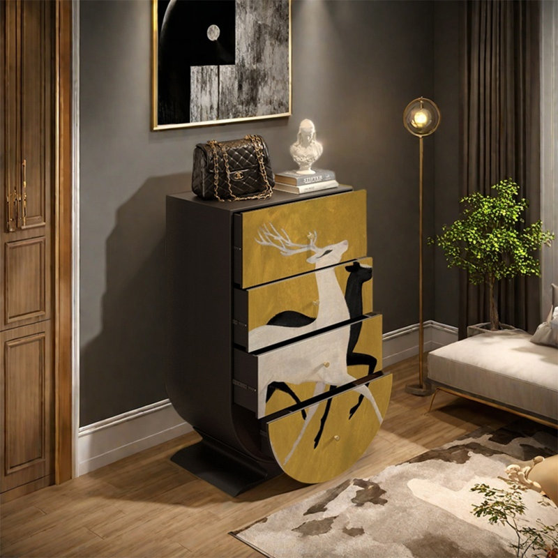 Élégante armoire de rangement avec tiroirs en bois lisse
