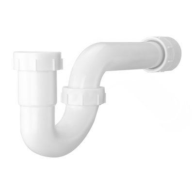 P-Trap, 1-1/2 Inch P Trap Sink Drain Pipe Kit With Threaded Adapter And TPU Leak-Resistant Washers, PP Plastic Pipe Basin Waste Kit, Under Sink Plumbing For Kitchen Bathroom Sewer Drain, White