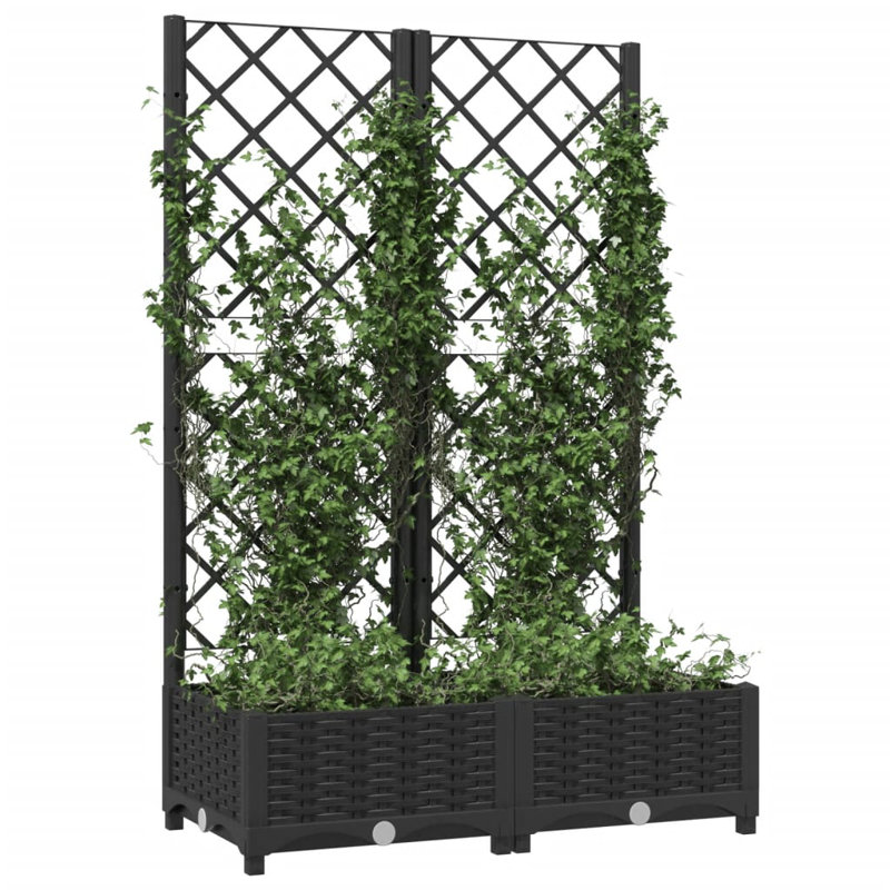Latitude Run® Garden Planter With Trellis PP, Black, 47.8" H x 31.5" W x 15.7" D, Without Wheels
