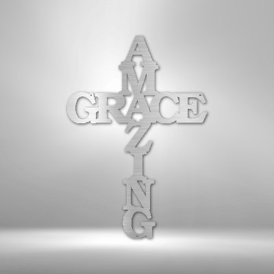 Scripture Walls Scripture Walls Incroyable Grace croix signe en acier découpé au laser thermolaqué maison et bureau décoration murale en métal plusieurs tailles et couleurs