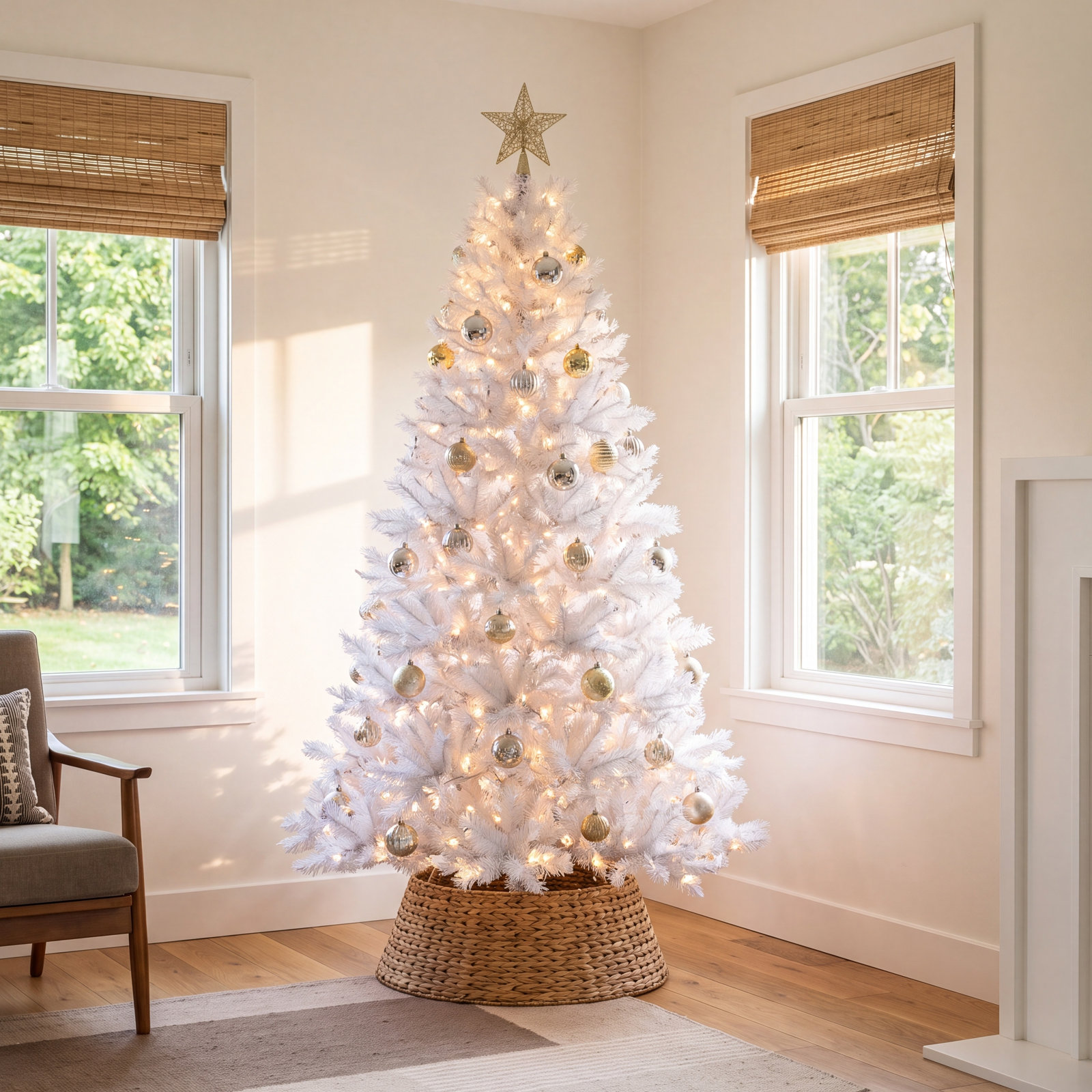 Sparkle White Spruce Pre-Lit Christmas Tree, 9.5', Pure White LED