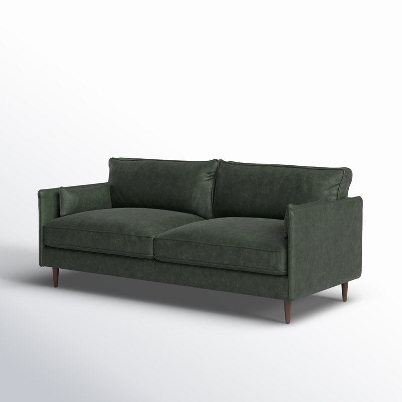 Reese Sofa, Almond Beech, Eden Sage Top Grain Leather