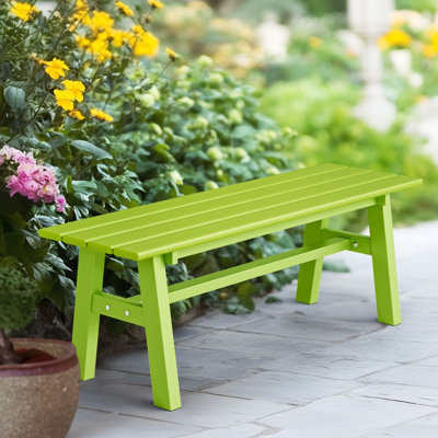 47 In. HDPE Patio Bench With Metal Legs