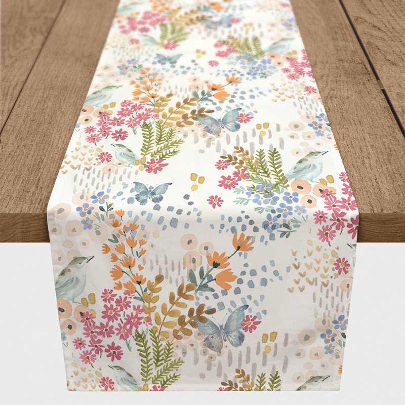 Chemin de table Floral, Blanc, L 90 po x l 16 po