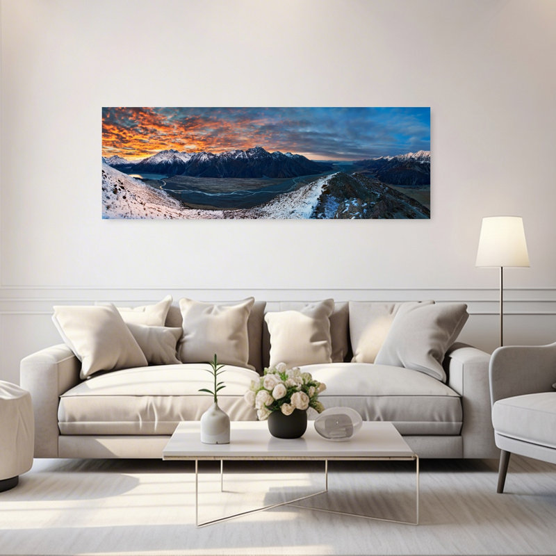 «Vibrant Alpine Sunset Dramatic Vibrant Abstract Landscape Mountain», art mural, H 60 po x l 20 po