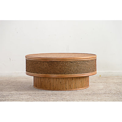 Table basse ronde avec couvercle rabattable