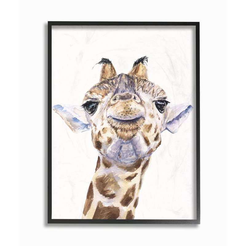 Grande tête de girafe Beckey, Giclée encadrée noir minuit, H 14 po x l 11 po x P 1,5 po
