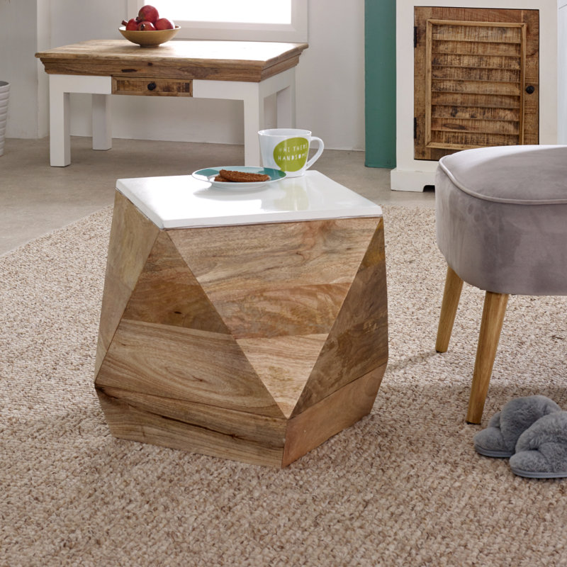 Laronda Solid Wood Drum End Table