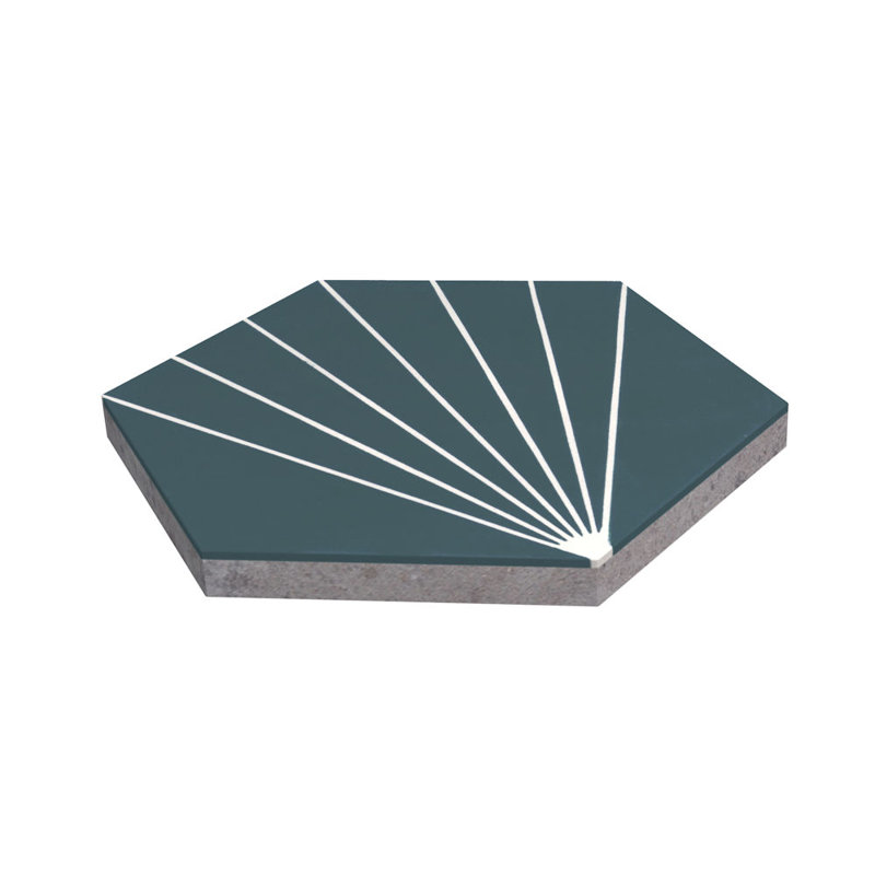 Spark C 7.87" x 9.09" Cement Patterned Wall & Floor Tile, Aegean