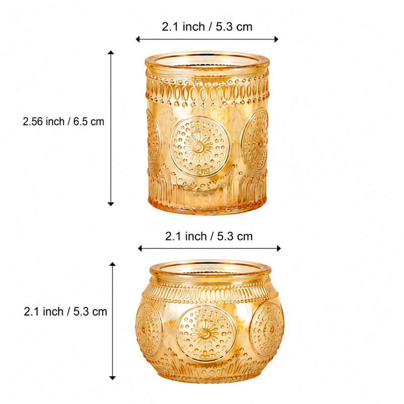 Ensemble de porte-bougies en verre, bougeoirs en verre gaufré or pour centres de table et décoration intérieure (ensemble de 24)