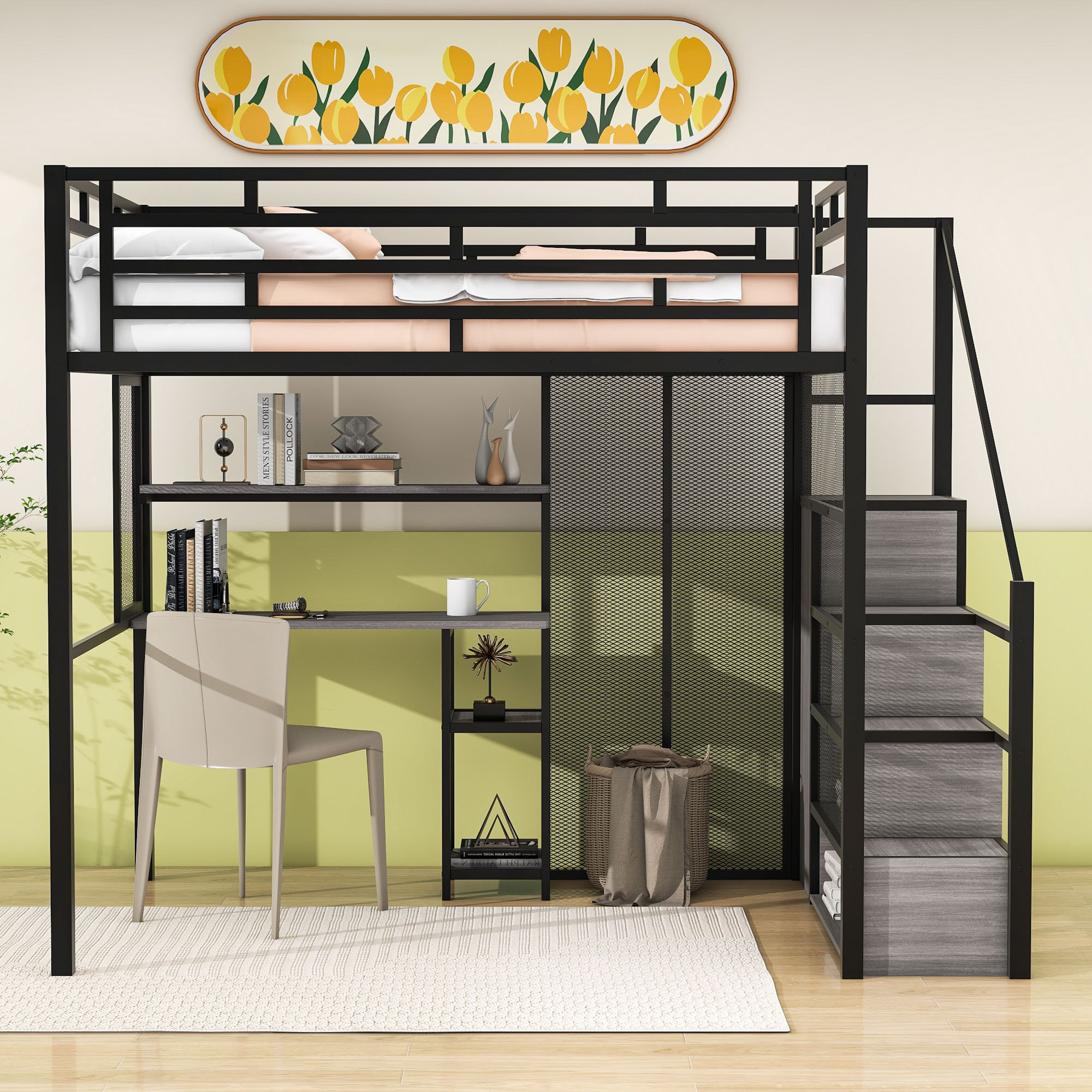 Curated visual reference: Visual Reference: Mason Marbles Battershell Full Size Space Saving Loft Bed With