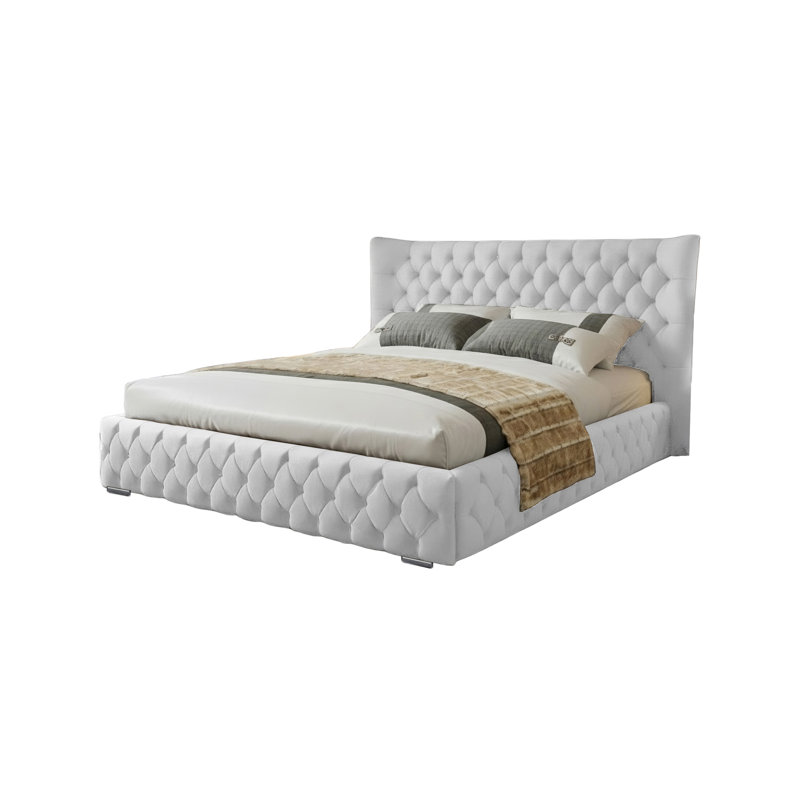 Achilleas Upholstered Bed, Double (4'6), White
