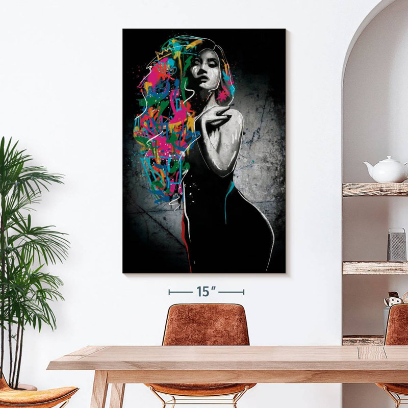 Portrait de femme sensuelle grunge, H 48 po x l 32 po x P 1,25 po