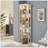 Lighted Corner Curio Cabinet - Display Case For Living Room, Antique Collectibles, Wine & Bar Glass Storage - Elegant Corner Design With Lights Included- White-1001285551