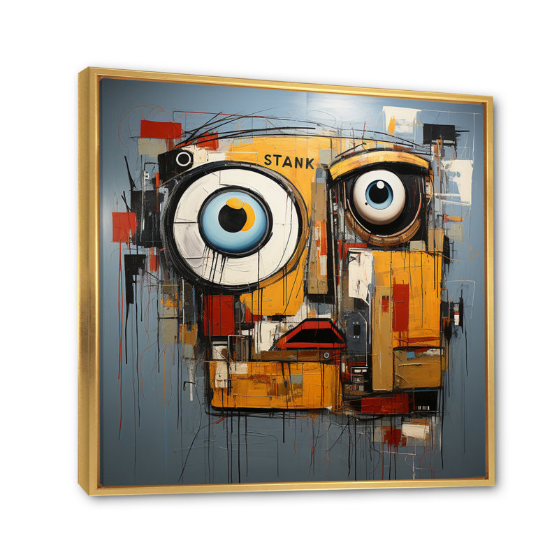 Pop Pop Robot VI - Imprimé, 36" H x 36" W, Cadre flottant doré