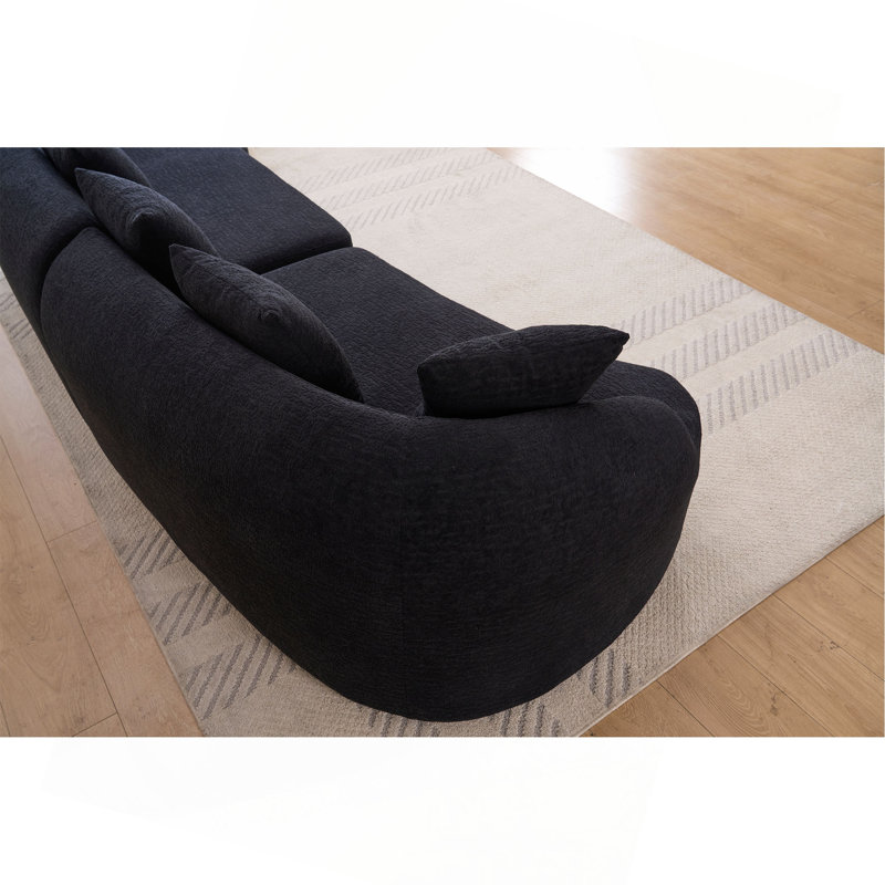 Canapé courbé sans os, modulaire à compression, haute densité, canapé-lit pour salon, salon, appartement, chenille, Noir