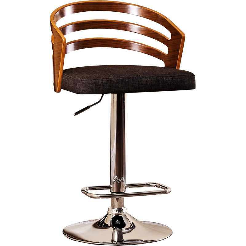Adjustable Swivel Bar Stool With Wood Back
