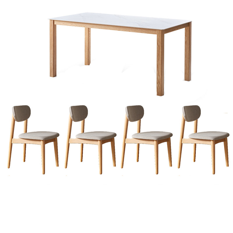 Simple solid wood rock plate dining table sets.