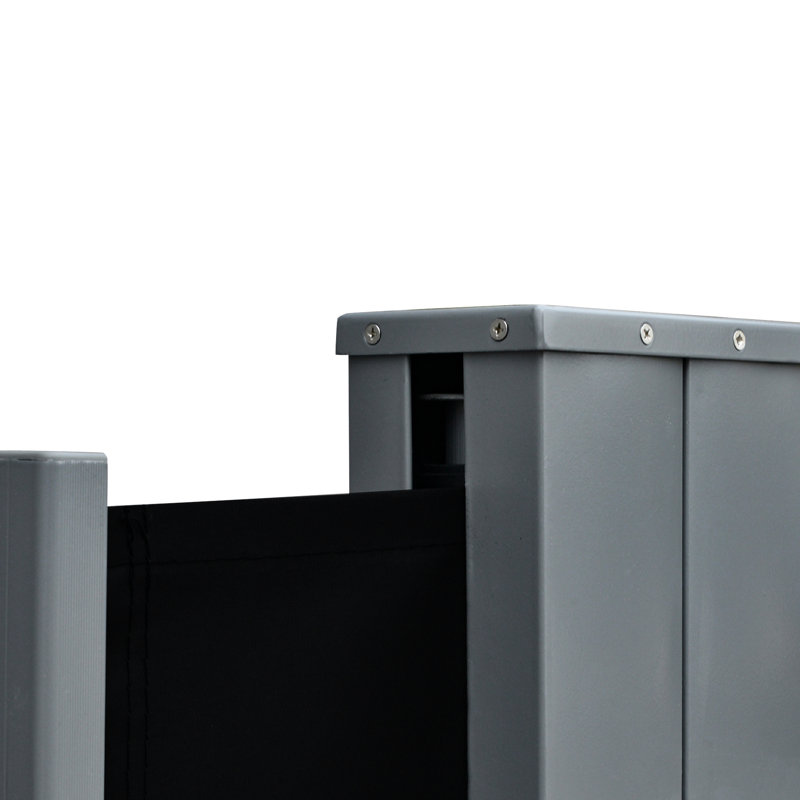Double auvent rétractable pour écran de patio - pare-soleil avec structure en acier, intérieur extérieur, mur cubique noir - et cadre rétractable automatique,
