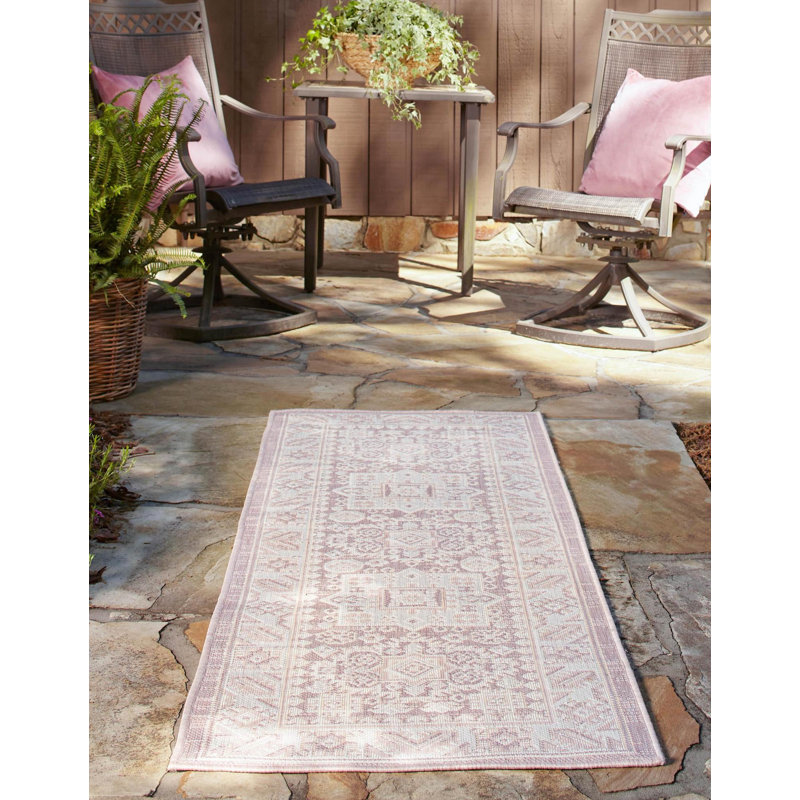 Tapis d'extérieur Chand couleur rose, Tapis de couloir 2 pi 7 po x 12 pi