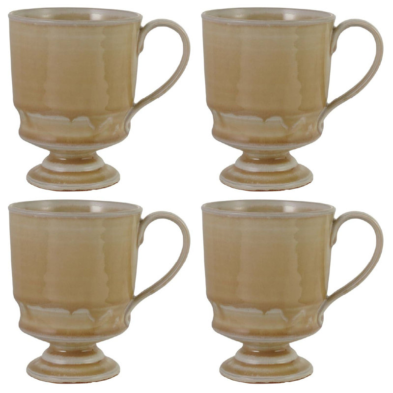 Tan Reactive Glaze Stoneware Footed Mug