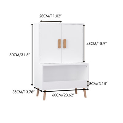 Kids Storage Cabinet with Double Door Cabinet & Open Compartment, Wooden Toy Organizer with Solid Wood Legs, Children’s Bookshelf Toy Chest for Bedroom Playroom Nursery