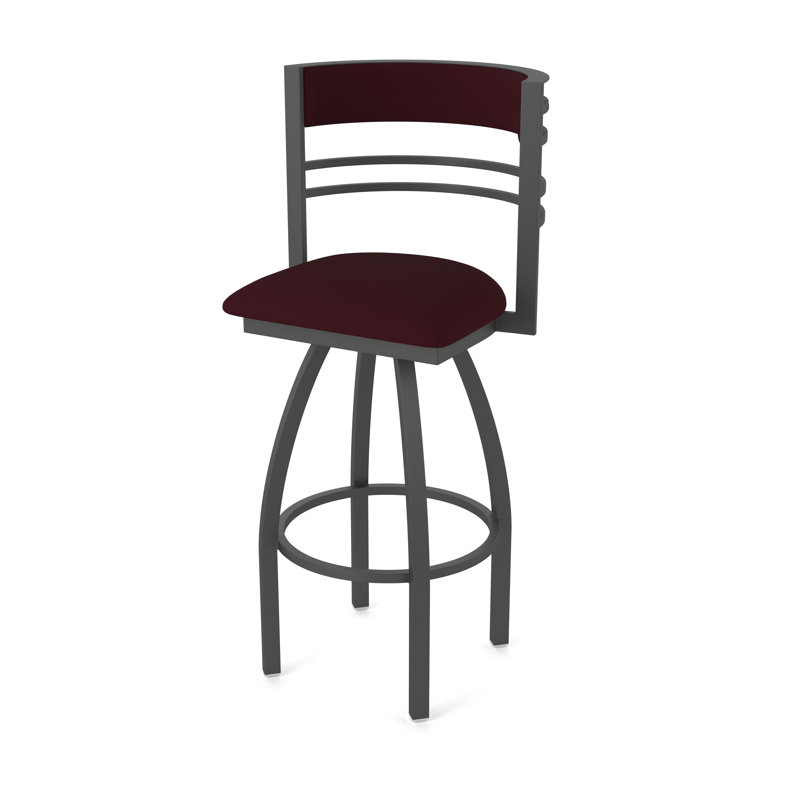 Hunter Swivel Stool, Vinyle - Canter Bordeaux, Étain, Tabouret de bar (siège d'une hauteur de 36 po)
