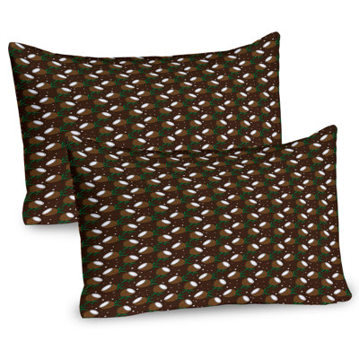 Ambesonne Chocolate Brown Pillow Sham 2 Pack Halved Coconut Dots Chocolate Umber