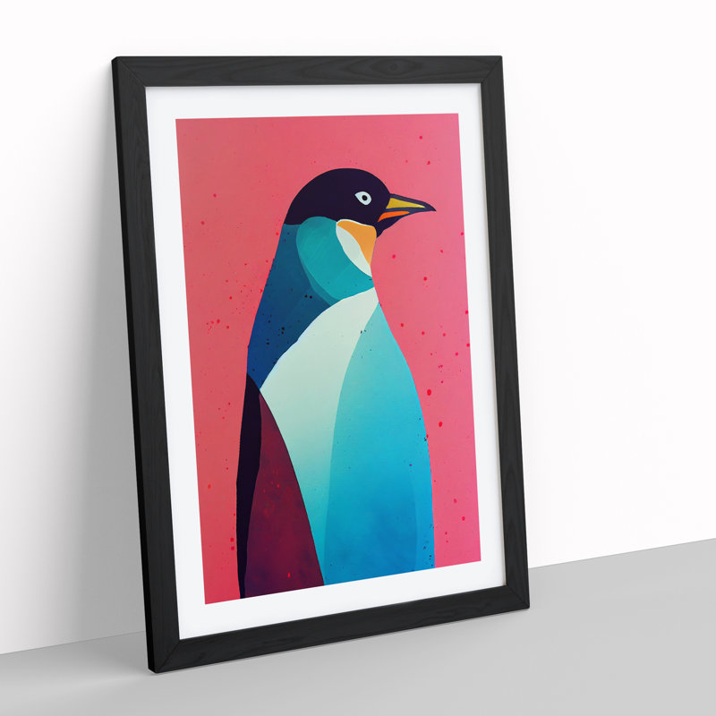 Penguin In Colour No.2 Abstract - Print, 34cm H x 25cm W x 3cm D, White, Black Framed Paper