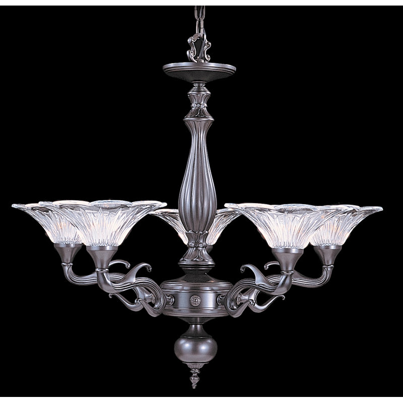 Lustre classique/traditionnel ombré 5 lumières Yancy, Bronze acajou